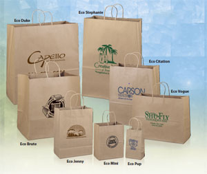 Custom Printed Classic Brown Kraft Paper Shopping Bags
