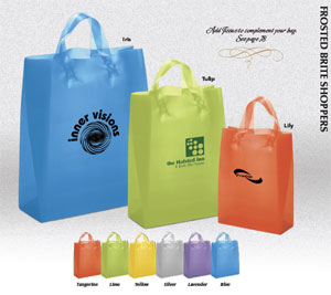 Custom Printed Clear Frosted Bright Color Plastic Shopping Bags