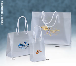 Custom Printed Frosted Eurotote Plastic Shopping Bags