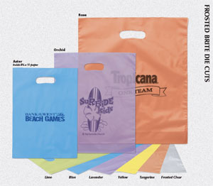Custom Printed Frosted Brite Die Cut Plastic Shopping Bags | Starpack, Inc.